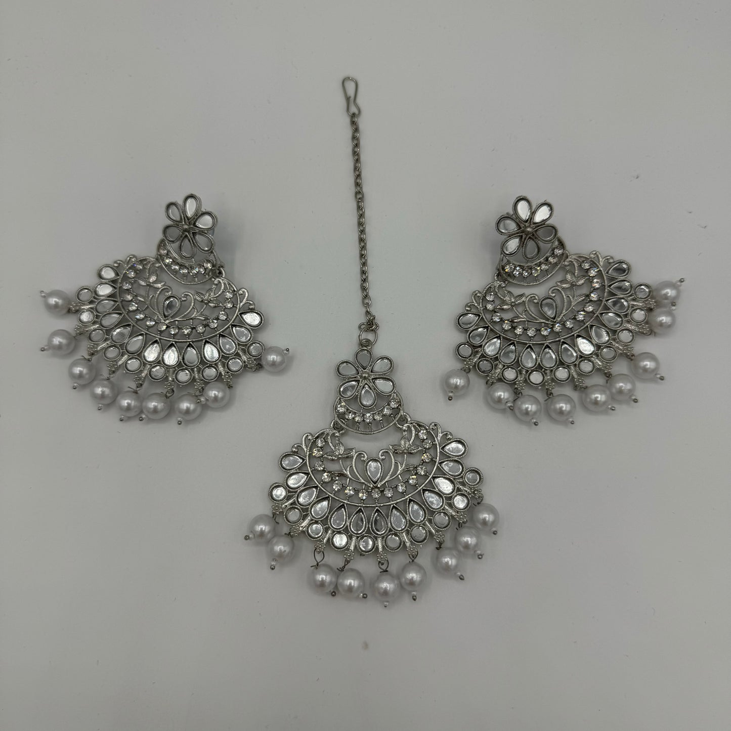 Silver Headpiece and Earrings Set