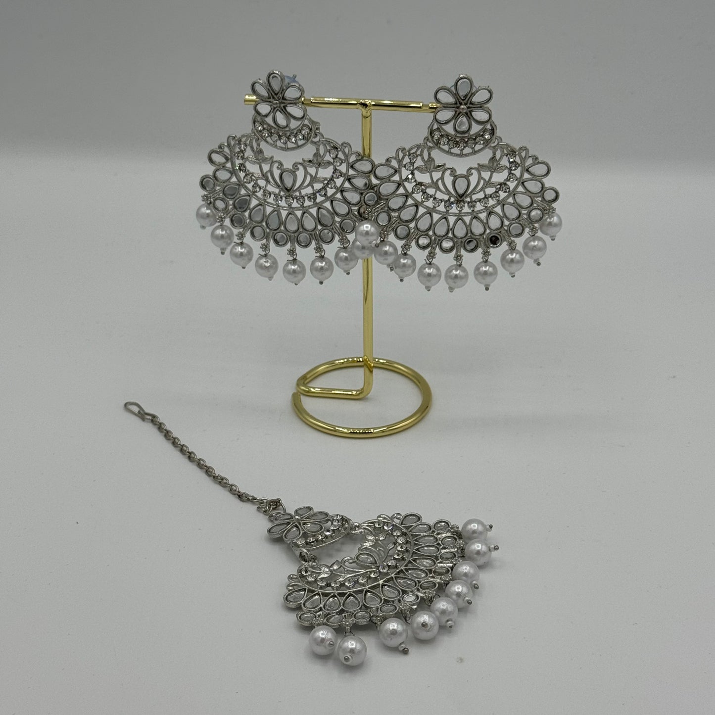 Silver Headpiece and Earrings Set