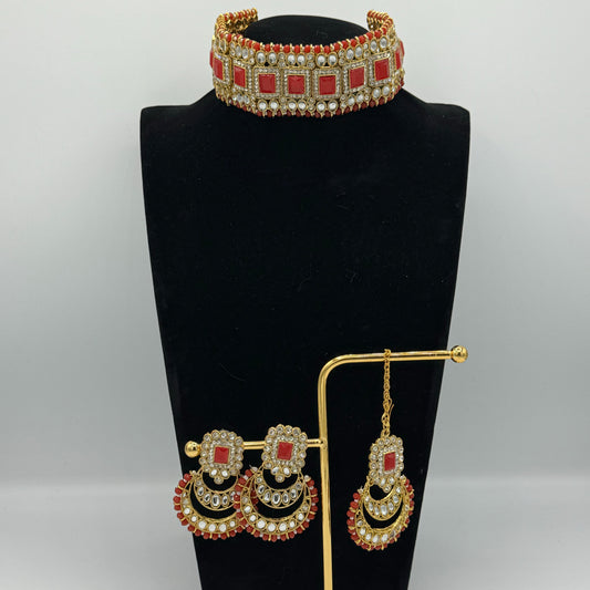 Red Bridal Choker Set