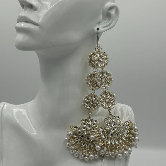 White Motee Headpiece and Earrings Set