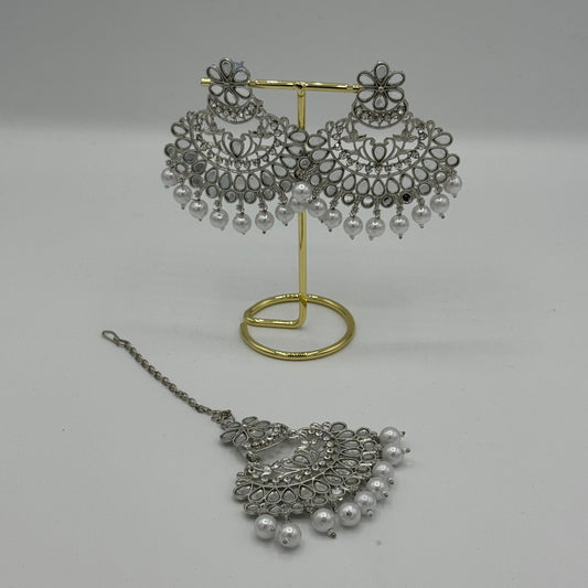 Silver Headpiece and Earrings Set