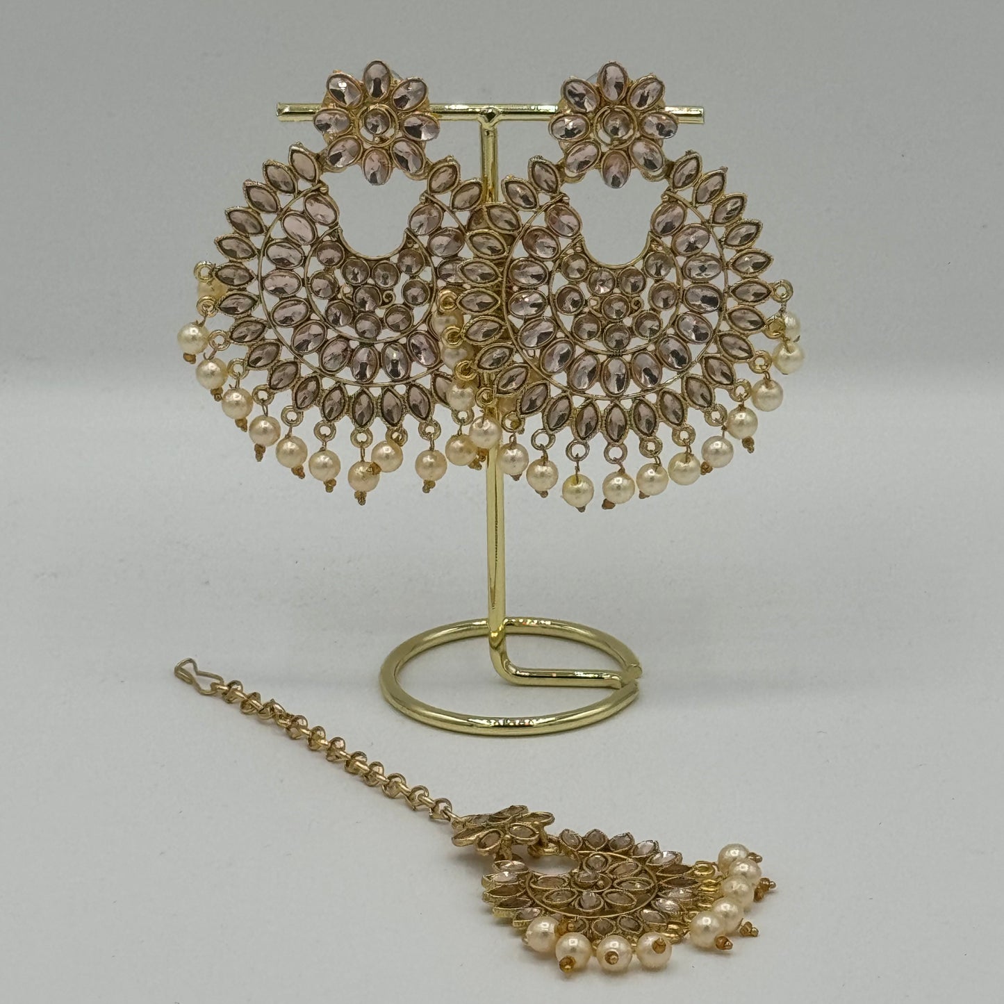 Gold Headpiece and Earrings Set